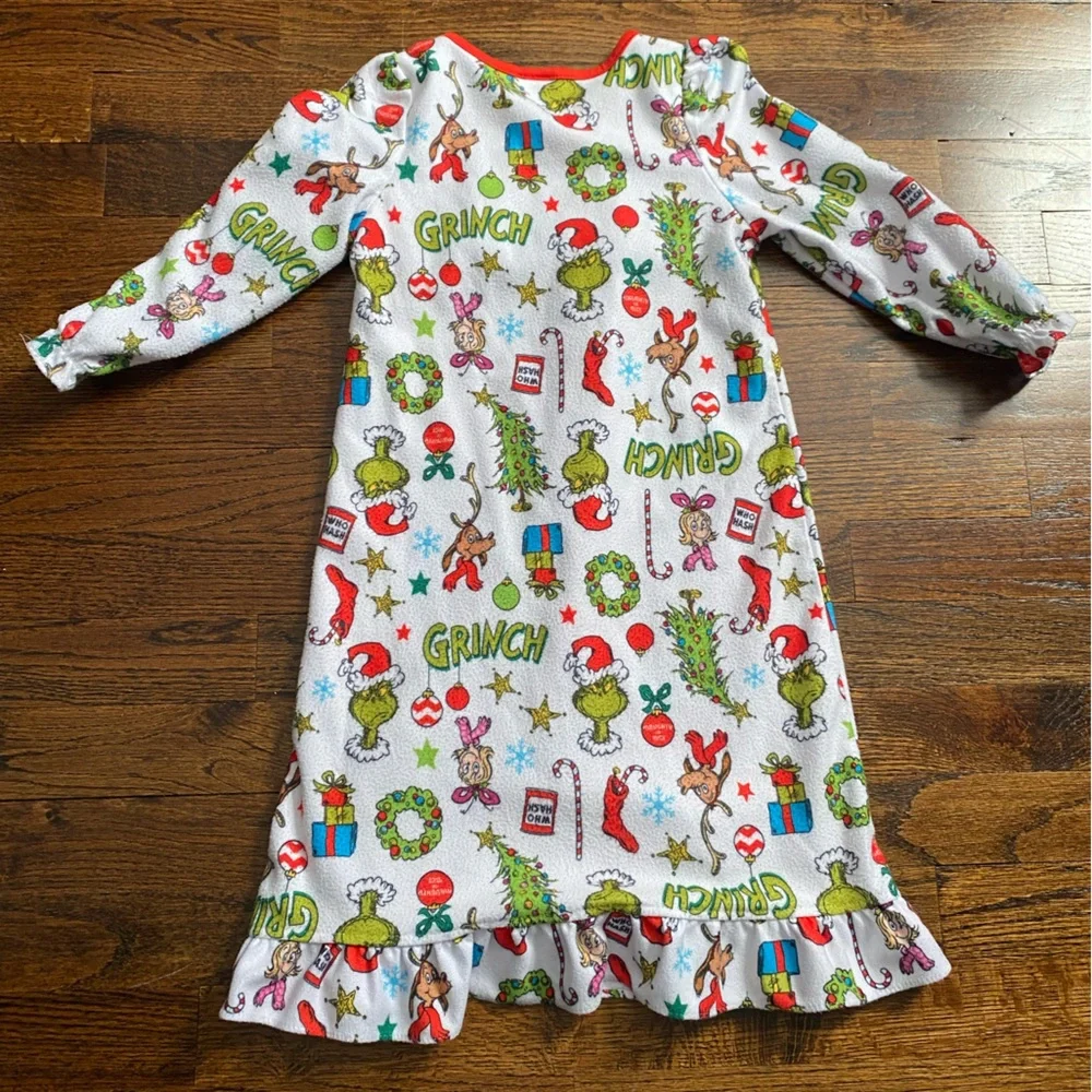 3T pajama dress nightgown PJs Rudolph reindeer Grinch Christmas 2pc Toddler girl - Picture 13 of 16